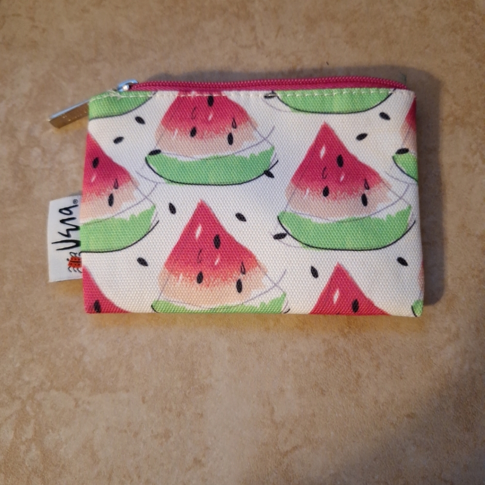 Vera Neumann Clinique 5" Watermelon Ladybug Zipper Makeup Lipstick Pouch